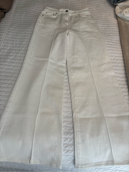 Reiss Denim - REISS Women's Pintuck Wide Leg White Jeans - Classic High-Rise Style